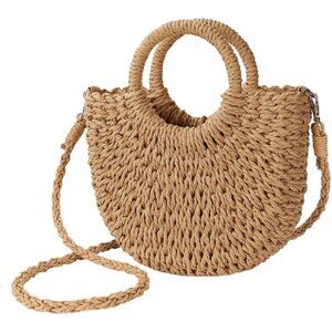 Woven Straw Beach Bag for Women with Top Handle Crossbody and Shoulder Strap